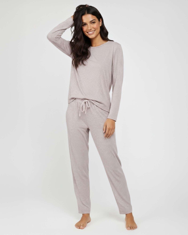REALESSENTIALS Real Essentials 2 Pack: Women's Comfy Pajama Sets - Short & Long Sleeve Ladies Loungewear Sleepwear PJs (Set C Black & Pink, Small) - Image 2